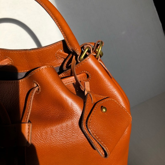 NWT Madewell Brown Leather Bucket Bag - Picture 6 of 8